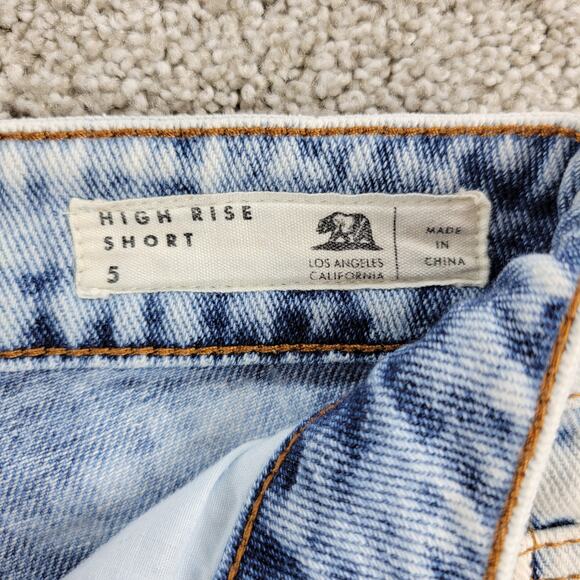 Bullhead Womens High Rise Shorts 5 Blue Light Wash Denim Distressed Hot Pants - Picture 12 of 12